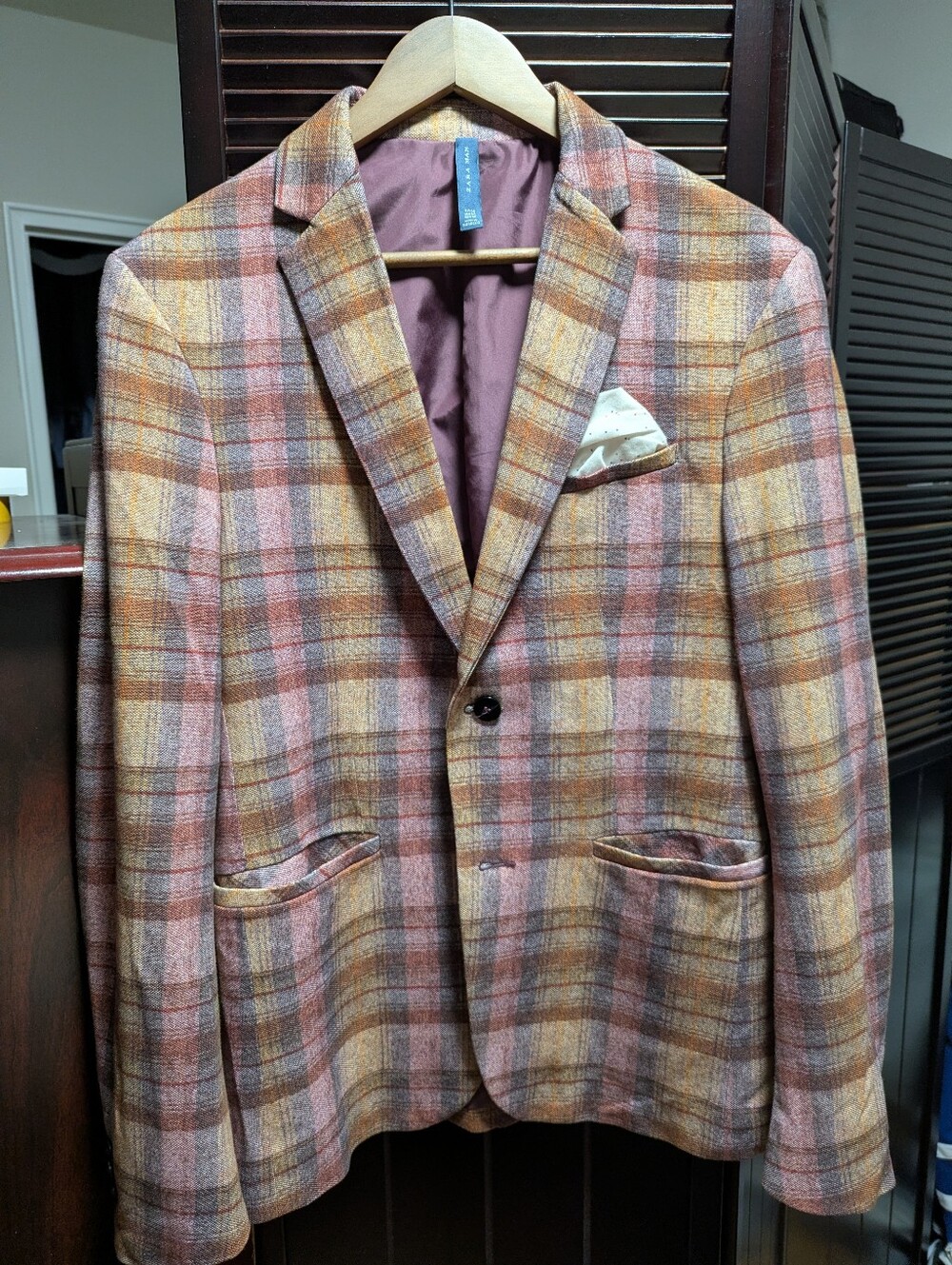 Zara Men Plaid Sport Coat Blazer in Multi-Brown